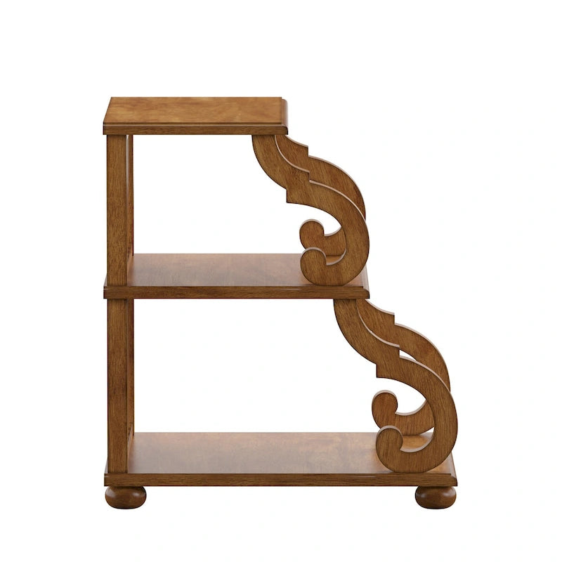 Table d'appoint en bois sculpté à 3 niveaux