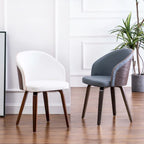 Maynau PU Leather & Wood Upholstered Dining Arm Chairs (Set 2)