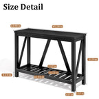 Pellebant A-frame Entry Console Table Long Sofa Table with Shelf - 45.27 in L x 13.98 in W x 31.88 in H