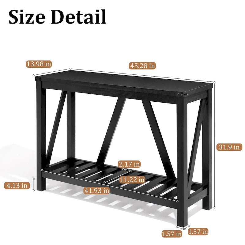 Pellebant A-frame Entry Console Table Long Sofa Table with Shelf - 45.27 in L x 13.98 in W x 31.88 in H