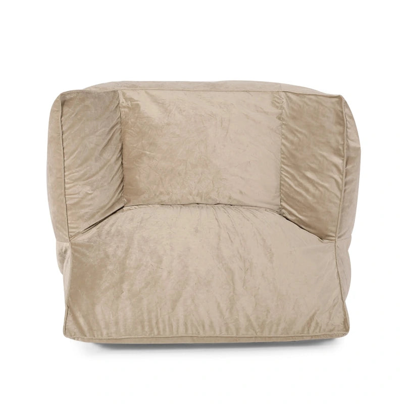 Loubar Velveteen Oversized Bean Bag Chair with Armrests by Christopher Knight Home