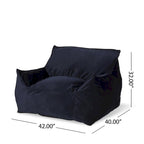 Loubar Velveteen Oversized Bean Bag Chair with Armrests by Christopher Knight Home