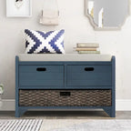 Storage Bench with Removable Basket and 2 Drawers - Acacia Wood