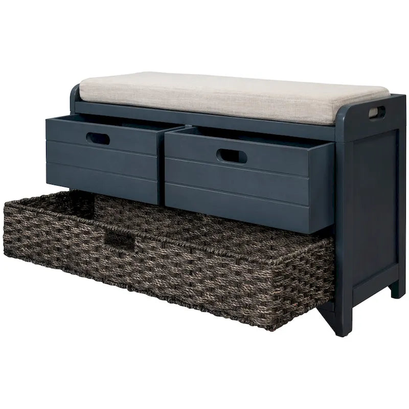 Storage Bench with Removable Basket and 2 Drawers - Acacia Wood