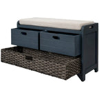Storage Bench with Removable Basket and 2 Drawers - Acacia Wood