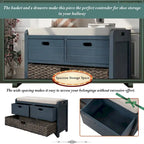 Storage Bench with Removable Basket and 2 Drawers - Acacia Wood