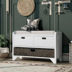 Storage Bench with Removable Basket and 2 Drawers - Acacia Wood