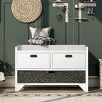 Storage Bench with Removable Basket and 2 Drawers - Acacia Wood