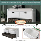 Storage Bench with Removable Basket and 2 Drawers - Acacia Wood