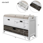Storage Bench with Removable Basket and 2 Drawers - Acacia Wood