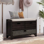Storage Bench with Removable Basket and 2 Drawers - Acacia Wood