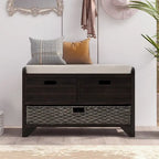 Storage Bench with Removable Basket and 2 Drawers - Acacia Wood