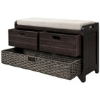Storage Bench with Removable Basket and 2 Drawers - Acacia Wood