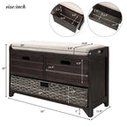 Storage Bench with Removable Basket and 2 Drawers - Acacia Wood