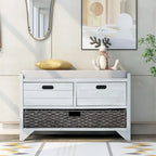 Storage Bench with Removable Basket and 2 Drawers - Acacia Wood