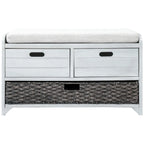 Storage Bench with Removable Basket and 2 Drawers - Acacia Wood