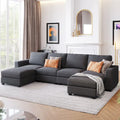 Canapé d'angle 3 pièces en U avec 2 poufs amovibles