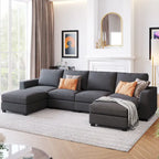 Canapé d'angle 3 pièces en U avec 2 poufs amovibles