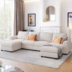 Canapé d'angle 3 pièces en U avec 2 poufs amovibles