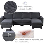 Canapé d'angle 3 pièces en U avec 2 poufs amovibles