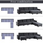Canapé d'angle 3 pièces en U avec 2 poufs amovibles