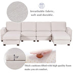 Canapé d'angle 3 pièces en U avec 2 poufs amovibles