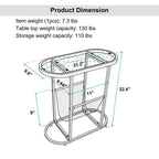 Oval Narrow Side Table Set of 2 End Tables with Organizer Storage
