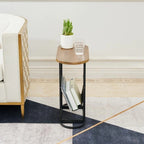Oval Narrow Side Table Set of 2 End Tables with Organizer Storage