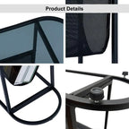 Oval Narrow Side Table Set of 2 End Tables with Organizer Storage