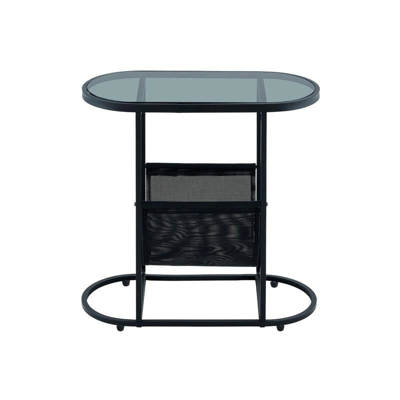Oval Narrow Side Table Set of 2 End Tables with Organizer Storage