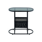 Oval Narrow Side Table Set of 2 End Tables with Organizer Storage