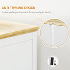 HOMCOM Modern Sideboard with Drawers, Buffet Cabinet with Storage Cabinets, Rubberwood Top and Adjustable Shelves, White
