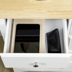 HOMCOM Modern Sideboard with Drawers, Buffet Cabinet with Storage Cabinets, Rubberwood Top and Adjustable Shelves, White