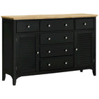 HOMCOM Modern Sideboard with Drawers, Buffet Cabinet with Storage Cabinets, Rubberwood Top and Adjustable Shelves, White