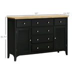 HOMCOM Modern Sideboard with Drawers, Buffet Cabinet with Storage Cabinets, Rubberwood Top and Adjustable Shelves, White