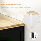 HOMCOM Modern Sideboard with Drawers, Buffet Cabinet with Storage Cabinets, Rubberwood Top and Adjustable Shelves, White
