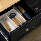 HOMCOM Modern Sideboard with Drawers, Buffet Cabinet with Storage Cabinets, Rubberwood Top and Adjustable Shelves, White