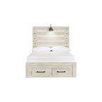 Cambeck Whitewashed Panel Bed w/ 2 Footboard Storage Drawers