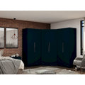 3-Piece Corner Wardrobe with 4 Drawers - Wood and Metal