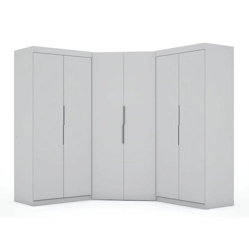 3-Piece Corner Wardrobe with 4 Drawers - Wood and Metal