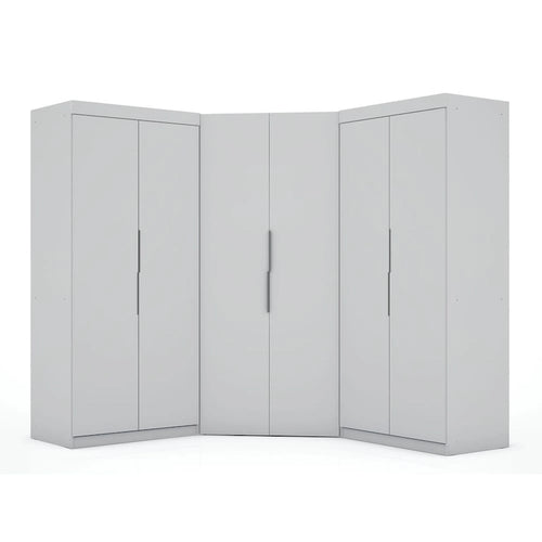 3-Piece Corner Wardrobe with 4 Drawers - Wood and Metal