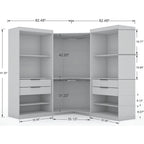 3-Piece Corner Wardrobe with 4 Drawers - Wood and Metal