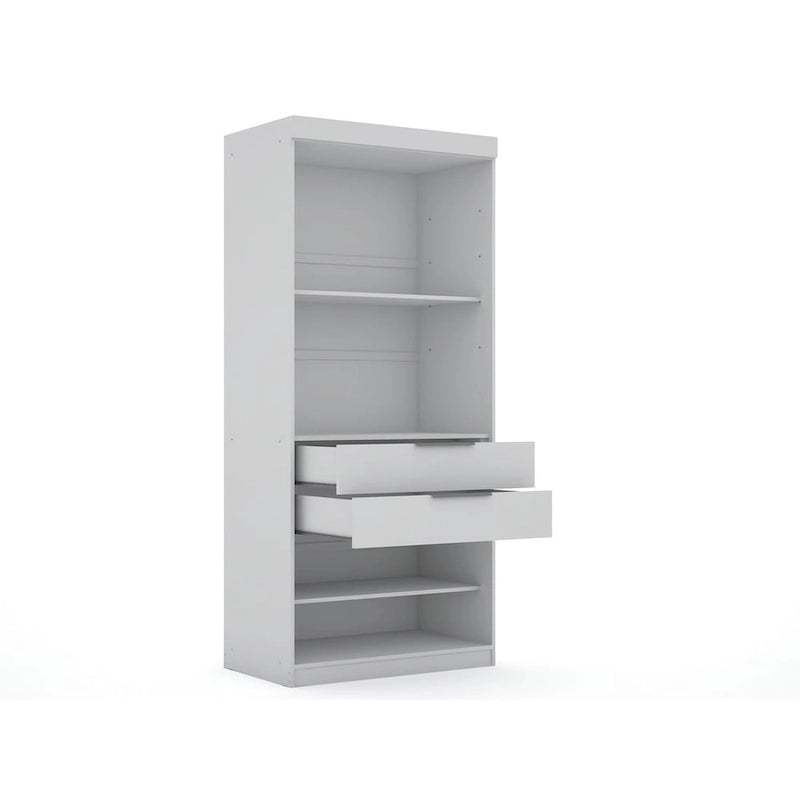 3-Piece Corner Wardrobe with 4 Drawers - Wood and Metal