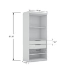 3-Piece Corner Wardrobe with 4 Drawers - Wood and Metal