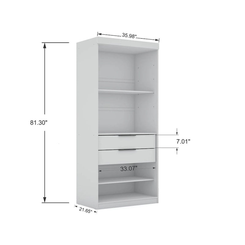 3-Piece Corner Wardrobe with 4 Drawers - Wood and Metal