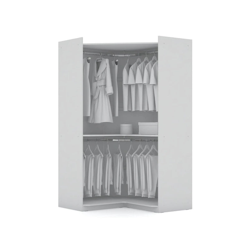 3-Piece Corner Wardrobe with 4 Drawers - Wood and Metal
