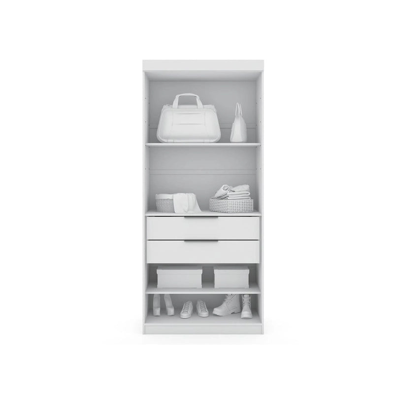 3-Piece Corner Wardrobe with 4 Drawers - Wood and Metal