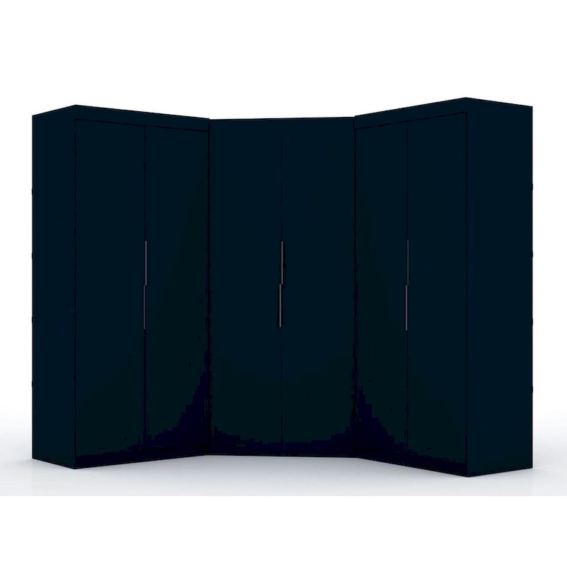 3-Piece Corner Wardrobe with 4 Drawers - Wood and Metal