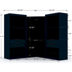 3-Piece Corner Wardrobe with 4 Drawers - Wood and Metal