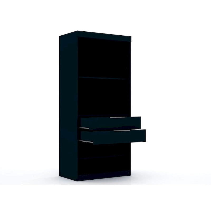 3-Piece Corner Wardrobe with 4 Drawers - Wood and Metal